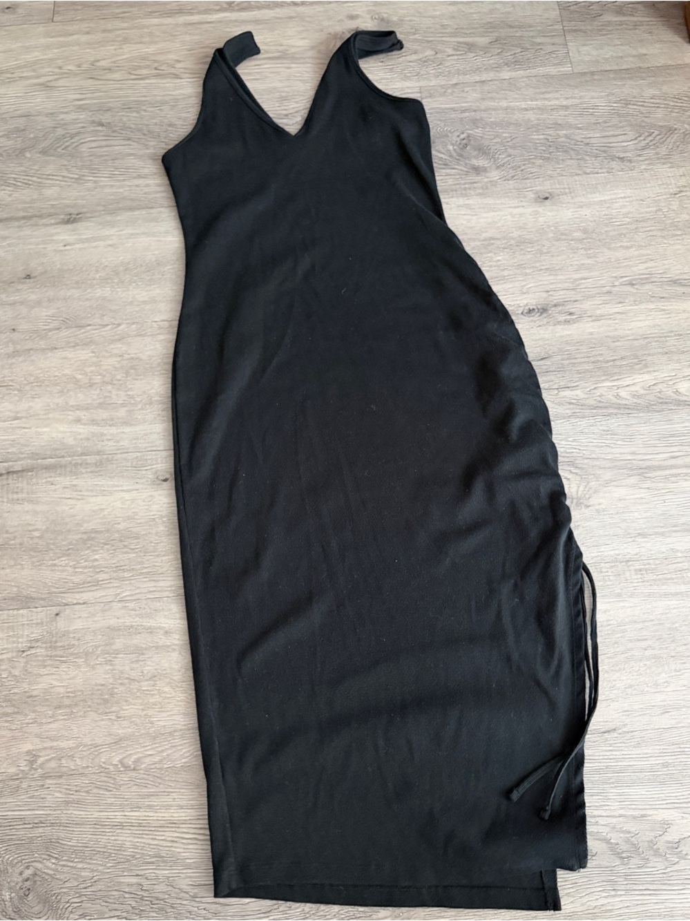 a new day Black V-Neck Maxi Dress with Side Ruching